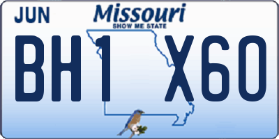 MO license plate BH1X6O