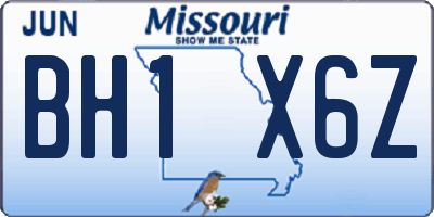 MO license plate BH1X6Z