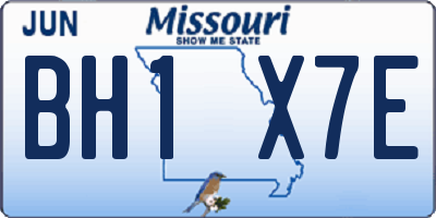 MO license plate BH1X7E