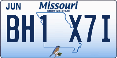 MO license plate BH1X7I