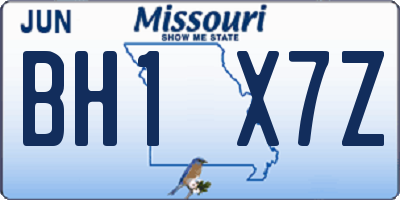 MO license plate BH1X7Z