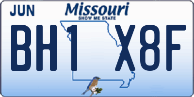 MO license plate BH1X8F