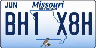 MO license plate BH1X8H