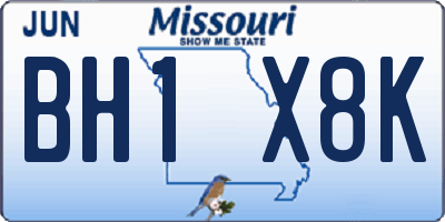 MO license plate BH1X8K