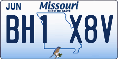 MO license plate BH1X8V
