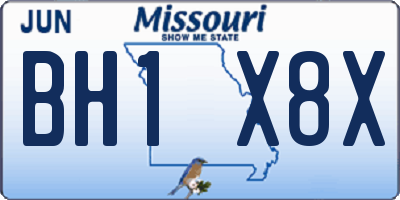 MO license plate BH1X8X