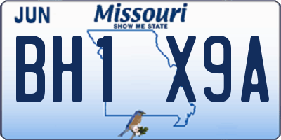 MO license plate BH1X9A
