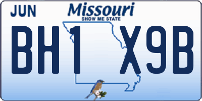 MO license plate BH1X9B
