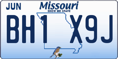 MO license plate BH1X9J