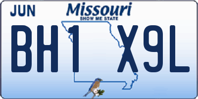 MO license plate BH1X9L