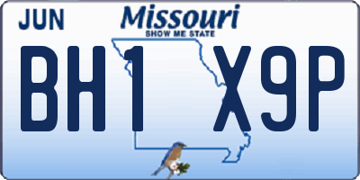 MO license plate BH1X9P
