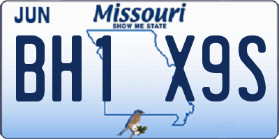 MO license plate BH1X9S