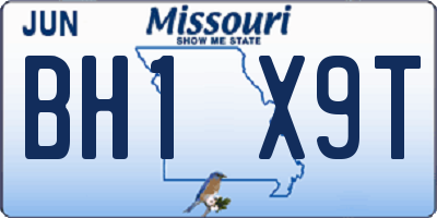 MO license plate BH1X9T