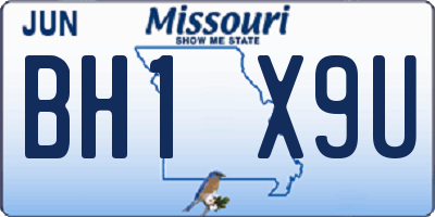 MO license plate BH1X9U