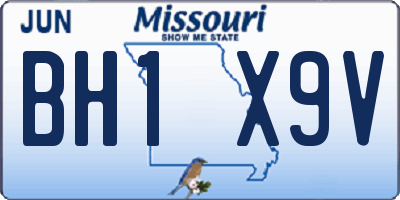 MO license plate BH1X9V