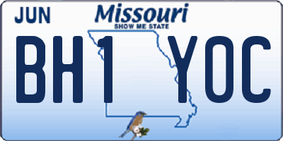MO license plate BH1Y0C