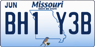 MO license plate BH1Y3B