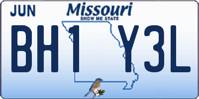 MO license plate BH1Y3L