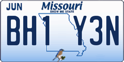 MO license plate BH1Y3N