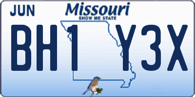 MO license plate BH1Y3X