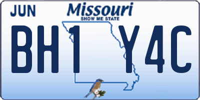 MO license plate BH1Y4C