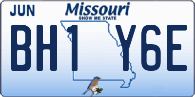 MO license plate BH1Y6E