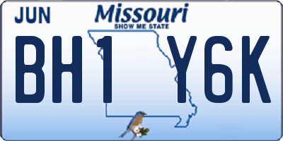 MO license plate BH1Y6K