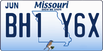 MO license plate BH1Y6X