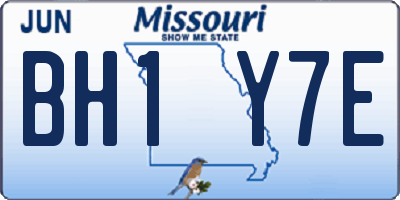 MO license plate BH1Y7E