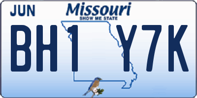 MO license plate BH1Y7K