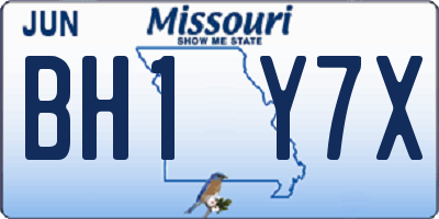 MO license plate BH1Y7X
