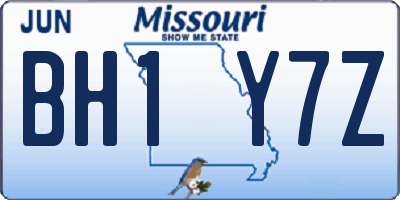 MO license plate BH1Y7Z
