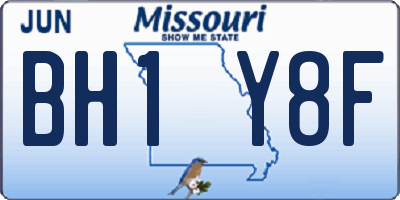 MO license plate BH1Y8F