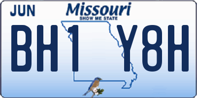 MO license plate BH1Y8H