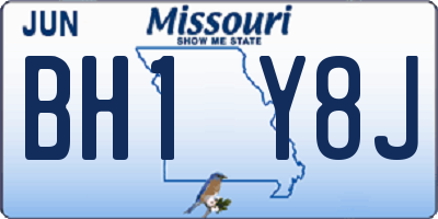 MO license plate BH1Y8J