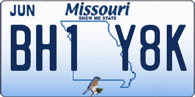 MO license plate BH1Y8K