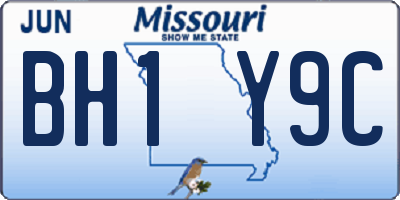 MO license plate BH1Y9C