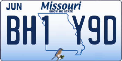 MO license plate BH1Y9D