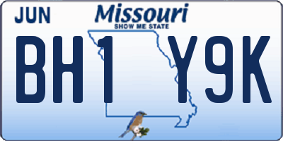 MO license plate BH1Y9K