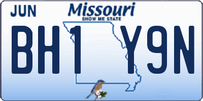 MO license plate BH1Y9N