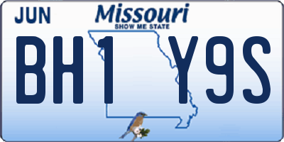 MO license plate BH1Y9S