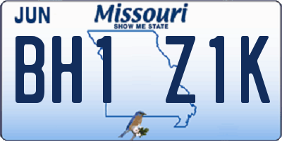 MO license plate BH1Z1K