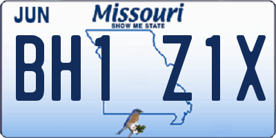 MO license plate BH1Z1X
