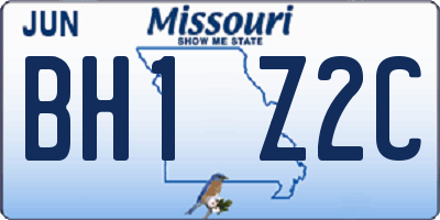 MO license plate BH1Z2C