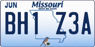 MO license plate BH1Z3A