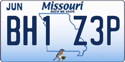 MO license plate BH1Z3P