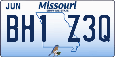 MO license plate BH1Z3Q