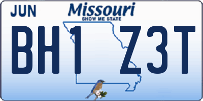 MO license plate BH1Z3T