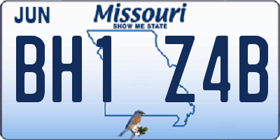 MO license plate BH1Z4B