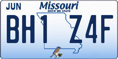 MO license plate BH1Z4F